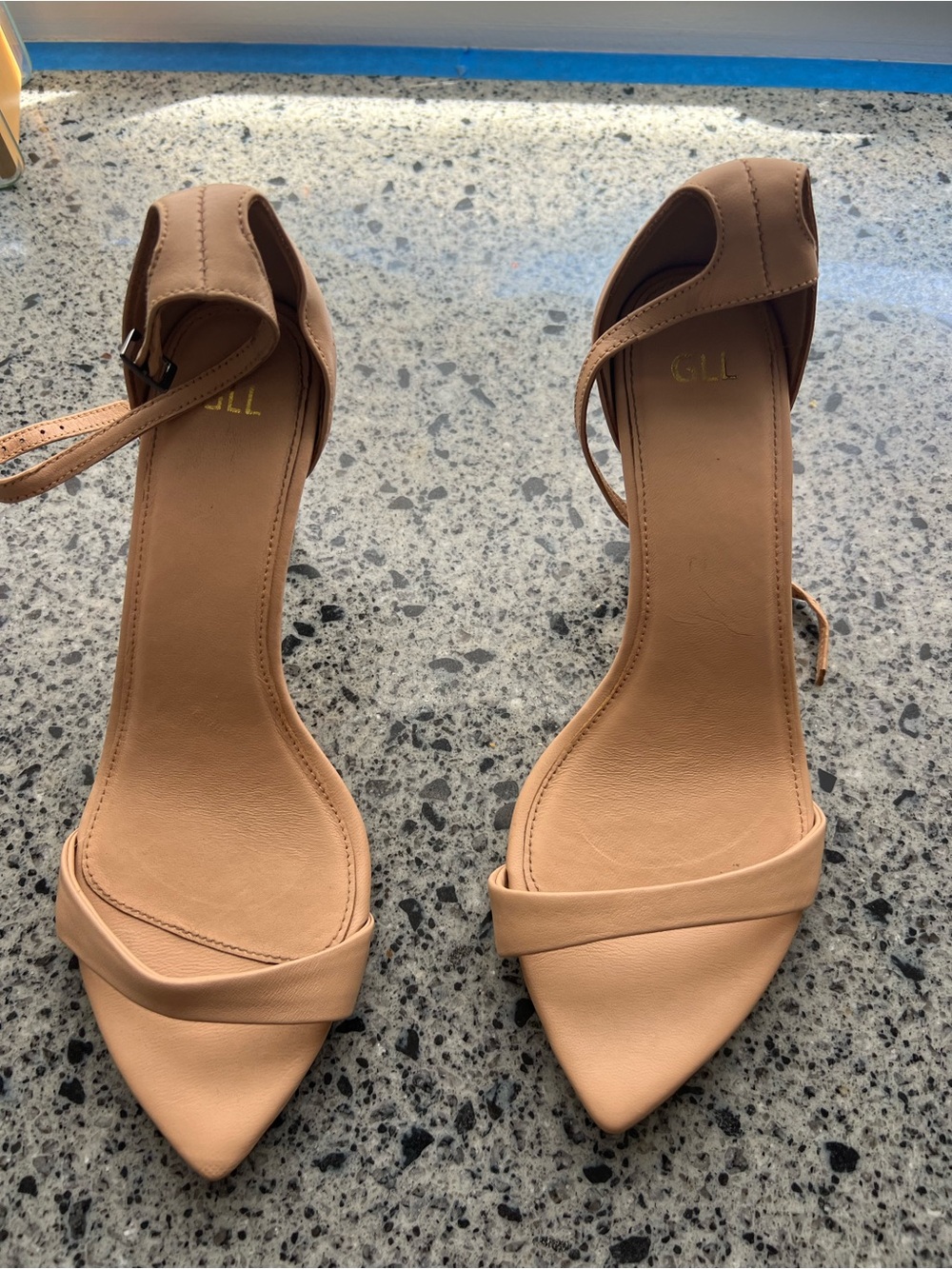 Grace Loves Lace nude Pointed-Toe Ankle-Strap Heels